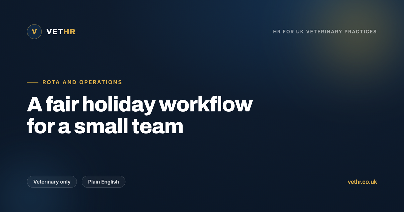 A simple annual leave approval workflow on one page for a small veterinary practice rota