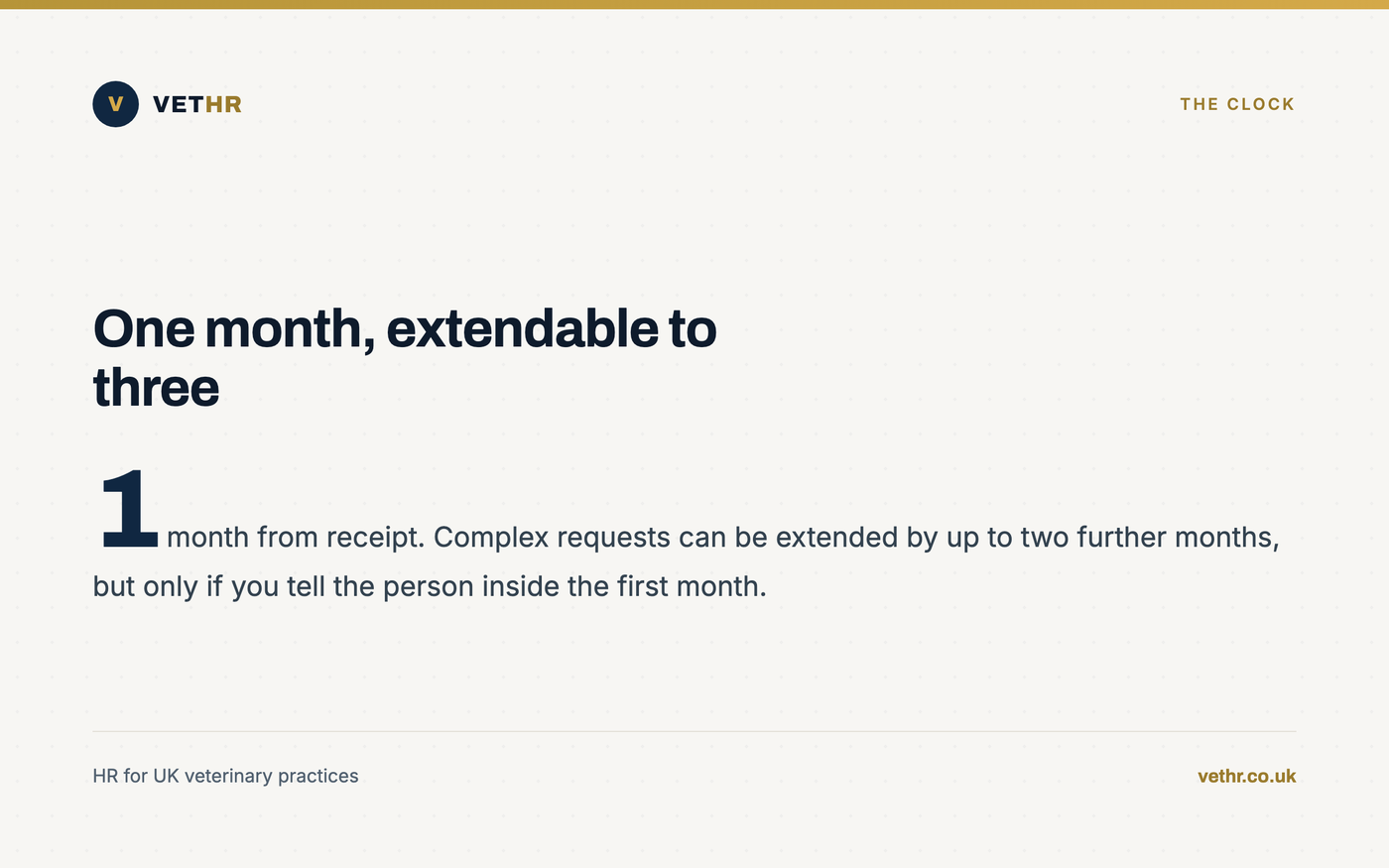 Card showing the one month response deadline and the conditions for extending it.
