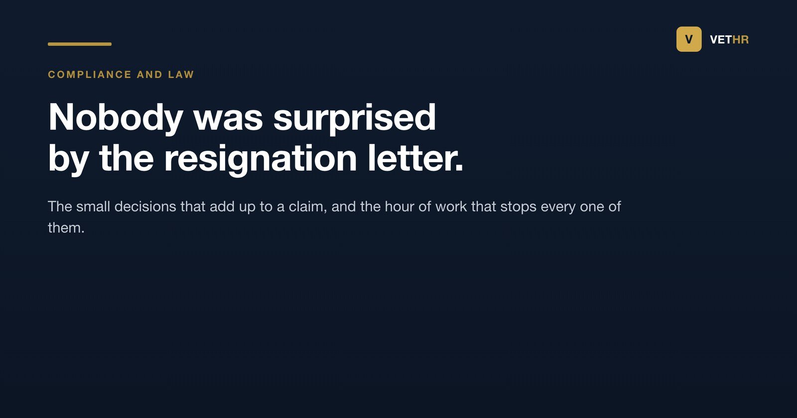 Vet HR title card on spotting the warning signs of constructive dismissal in a veterinary practice.