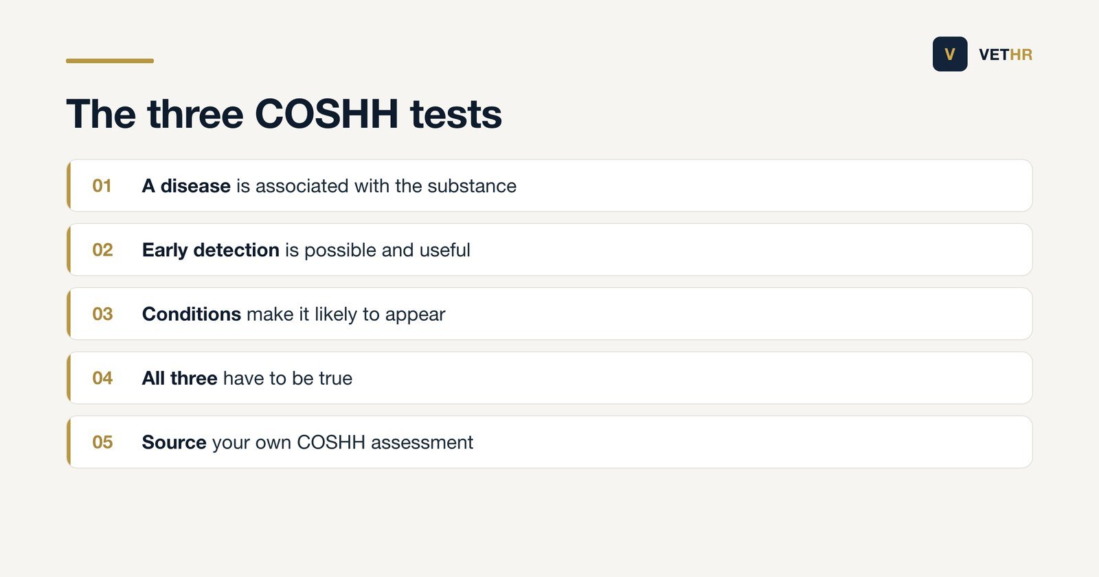 The three conditions that trigger a duty to provide repeated health checks under COSHH.
