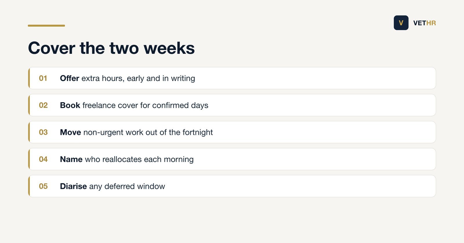 Five steps a practice can take to cover a two week court absence.