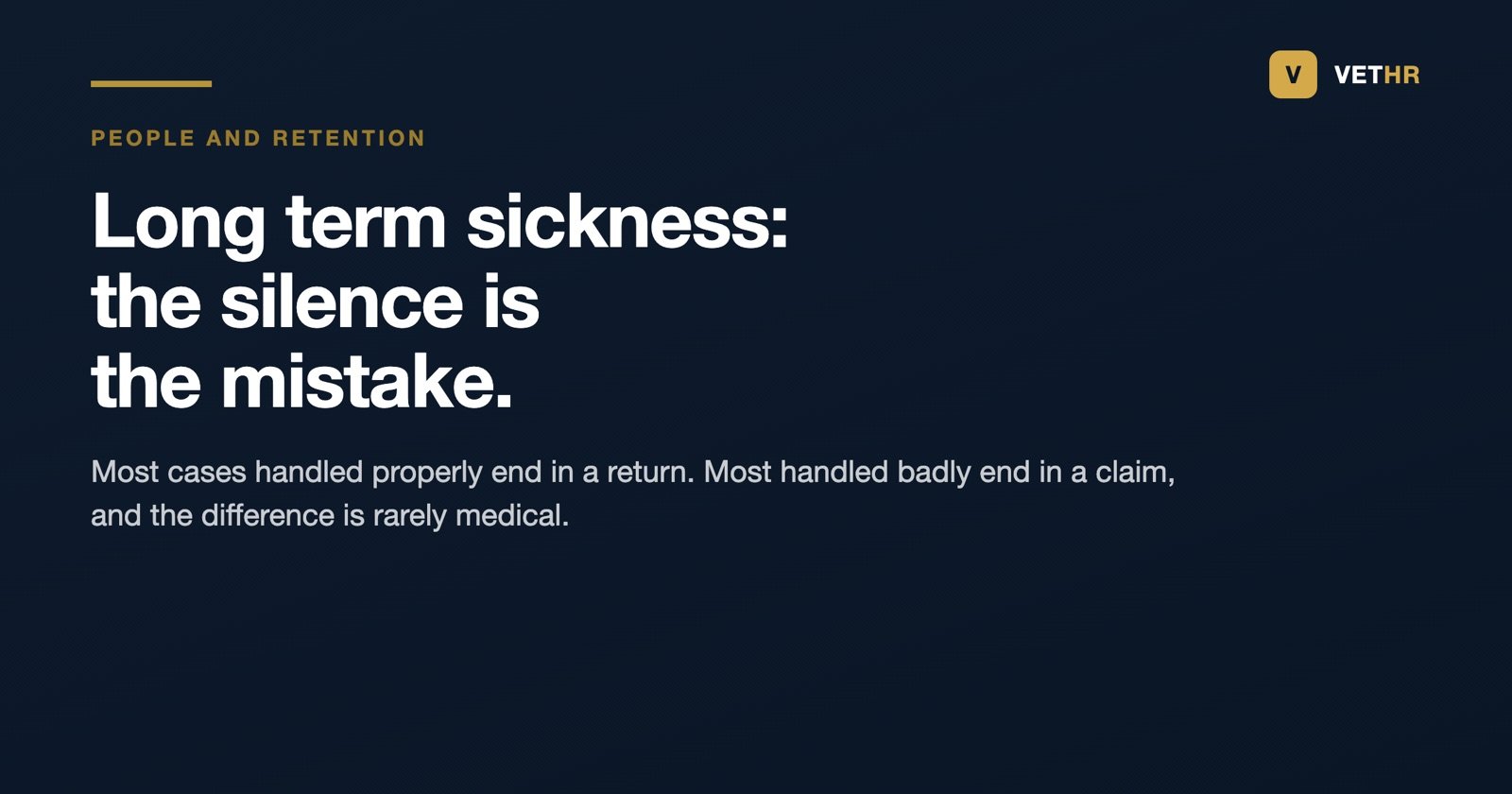 Long term sickness in a veterinary practice: keeping in touch is the step most practices miss