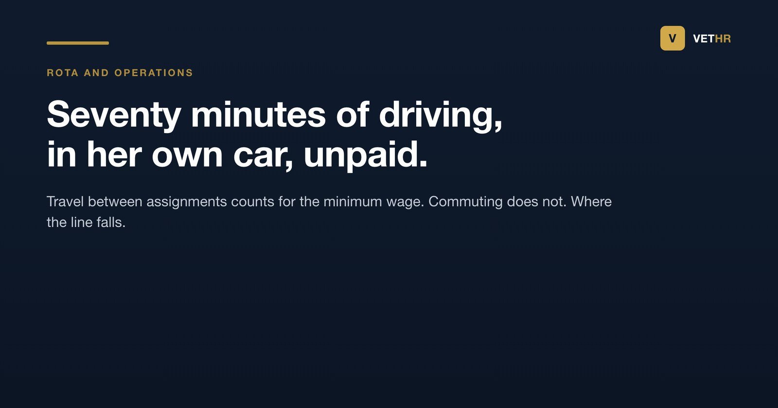 Vet HR title card on when travel time must be paid for veterinary staff.