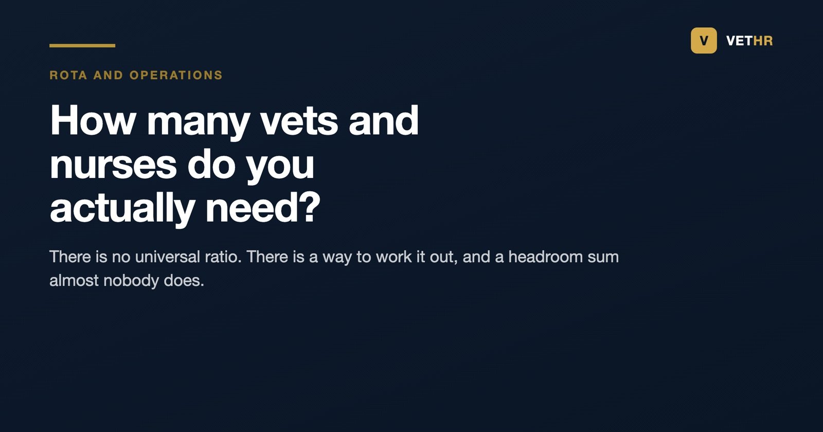 Setting staffing levels in a veterinary practice: how many vets and nurses you actually need