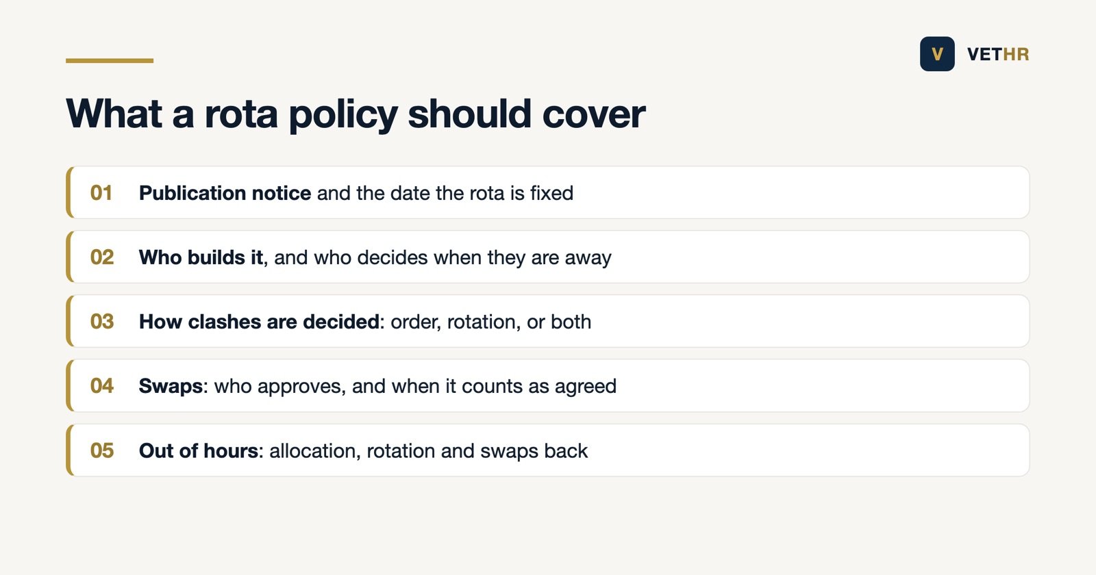 The eight sections a practice rota policy should cover
