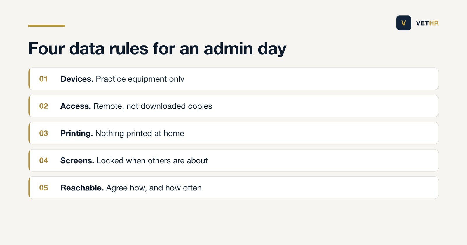 Four data protection rules a practice should set before staff work from home.